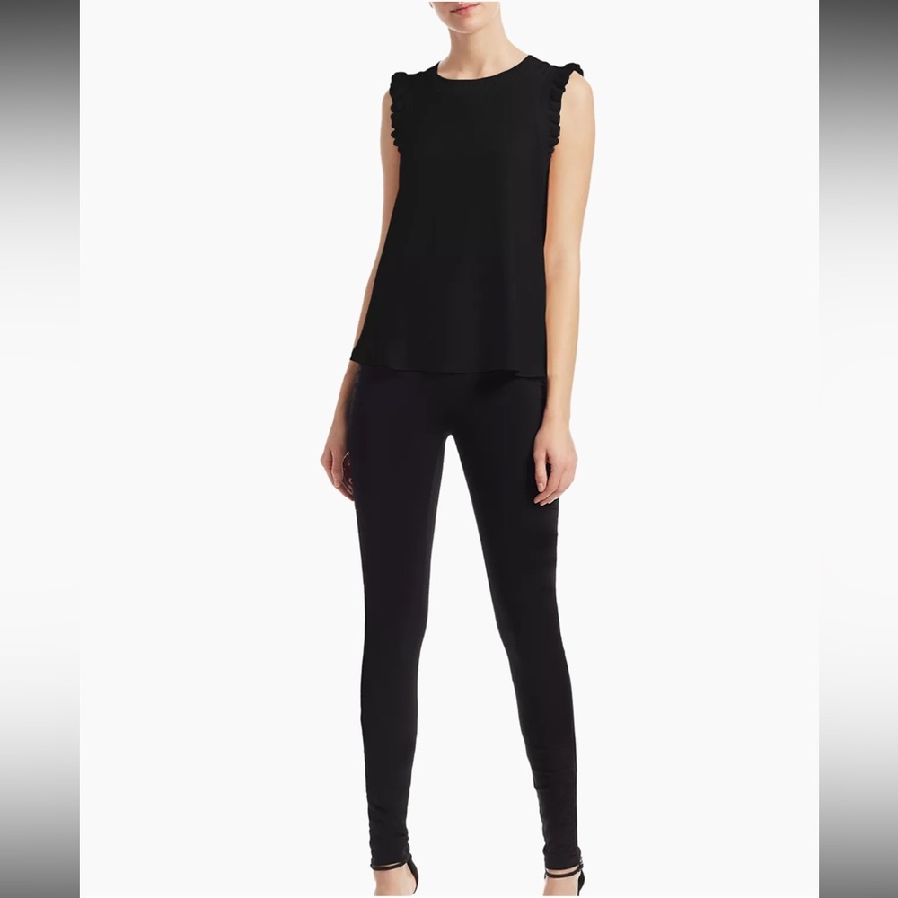 069 Cinq à Sept $295  Silk Black Sleeveless Top size S - Picture 2 of 4